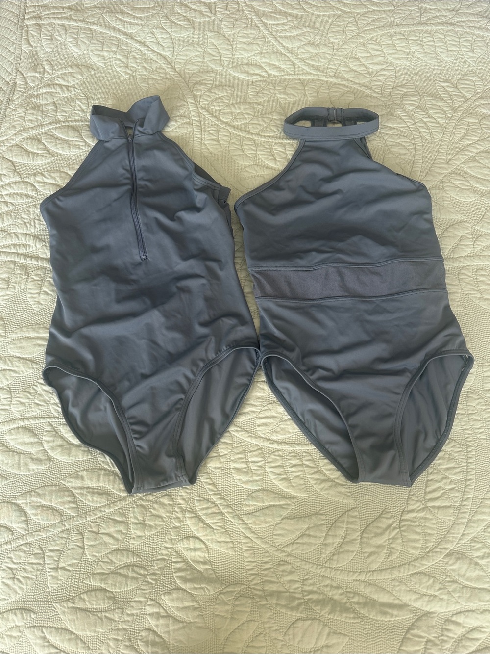 Balera Girls' High Neck One-Piece Leotards in Charcoal